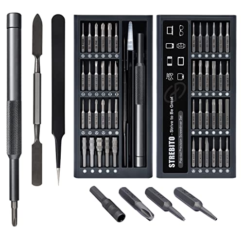 STREBITO Micro Screwdriver Set 50 in 1 Precision Screwdriver Set, Electronics Tool Kit Screwdriver Kit - Computer, iPhone, Macbook, PS4, PS5, Nintendo, Xbox Controller Repair Kit, S2 Multi Bi - WoodArtSupply