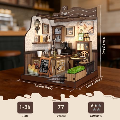 Soothee DIY Miniature Kit - 3D Puzzles for Adults & Teens, Book Nooks and Model Building Kits for Bookshelf Decor, Relaxing Craft & Unique Gift for Craft Lovers (Country Cafe)