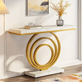 LITTLE TREE 41-Inch Modern Console Table, Gold Entryway Table for Living Room, Hallway, Entry, Gold + White LITTLE TREE