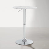 Rongbuk 23.6" Round Bar Table, Adjustable Height Bar Table, Modern Cocktail Bar Table with MDF Top and Metal Base, Bistro Pub Table Suitable for Café, Kitchen Island, Bar Counter, White Rongbuk