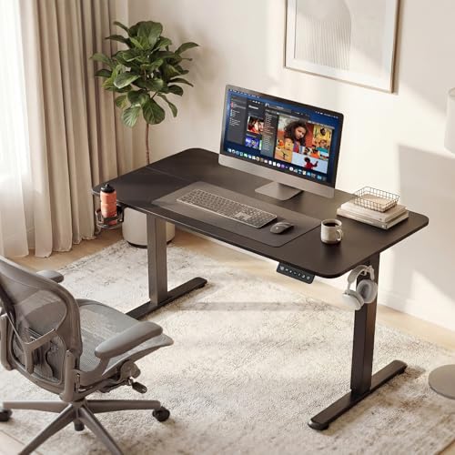 Furmax Electric Standing Desk, 45 x 24 Inches Height Adjustable Sit Stand up Desk, Memory Preset Computer Home Office Desks with Sturdy Metal Frame, Phone Stand Cable Management Hole (Black, 45'') Furmax
