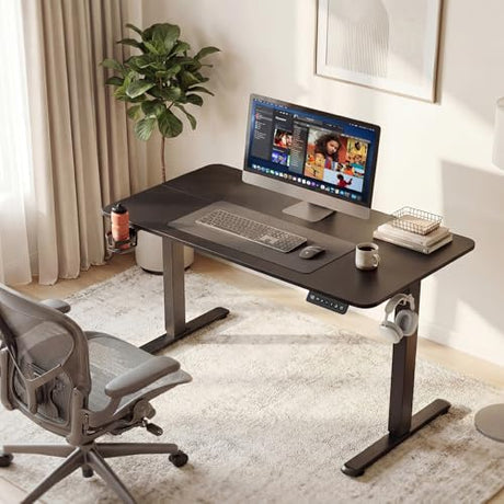 Furmax Electric Standing Desk, 45 x 24 Inches Height Adjustable Sit Stand up Desk, Memory Preset Computer Home Office Desks with Sturdy Metal Frame, Phone Stand Cable Management Hole (Black, 45'') Furmax