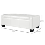 HOMCOM Large 51" Storage Ottoman, Tufted Faux Leather Storage Bench for Living Room, Entryway, or Bedroom, Cream White HOMCOM