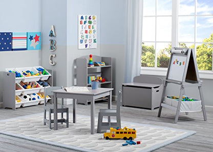 Delta Children MySize Kids Wood Table and Chair Set (2 Chairs Included) - Ideal for Arts & Crafts, Snack Time & More - Greenguard Gold Certified, Grey, 3 Piece Set - WoodArtSupply