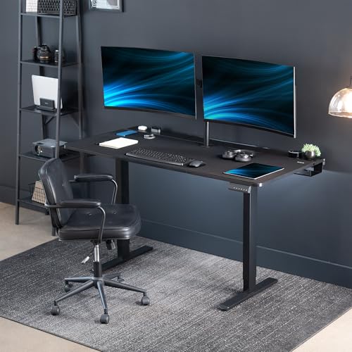 VIVO Electric 60 x 30 inch Standing Desk with Concealed Cable Trays and Full-Size Mouse Pad, Dual Motor Memory Controller Height Adjustment, Black Top Black Frame, DESK-KIT-E2B-P3B VIVO