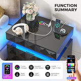 Dystler LED Nightstand Set of 2 with Charging Station,3 Drawers Night Stand with Lockable Hidden Storage,Smart Bedside Table with Human Sensor RGB Lights for Bedroom,Black Dystler