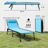 Outsunny Folding Chaise Lounge Chair, Patio Sun Tanning Chair, Outdoor Chaise Lounger with 4-Position Reclining Back, Breathable Mesh Seat for Beach, Poolside, Yard, Blue