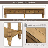Merax Solid Wood Console Table with 2 Drawers for Living Room, Rustic 2-Tier Entryway Table with Bottom Open Shelf, 58 Inch Sofa Table Behind Couch for Hallway, Old Pine Merax