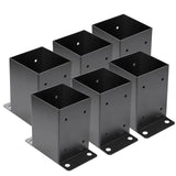 4 x 4 Post Base 6 PCS,Inner Size 3.6"x3.6"Deck Post Base,Heavy Duty Metal Black Powder Coated Post Brackets,for Pavilion Deck Railing Support Deck Base Plate, Support Bolt Down Likeem