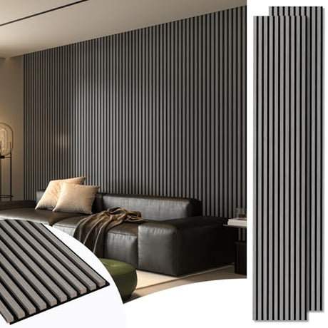 Art3d 2-Pack 108" x 12" Acoustic Wood Panels for Wall, Soundproof Wood Slat Panel for Wall and Ceiling, 3D Fluted Sound Absorbing Paneling for Interior Wall Decor, Living Room, Bedroom - Smoky Oak Art3d
