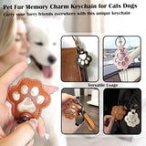 Sakinre Pet Memorial Gifts for Cat Dog, Cute Leather Paw Keychain, Pet Hair Keepsake Keyring for Bag Purse Keys Backpack, Paw Charm Pendant Key Holder for Pet Lover (Light Brown)