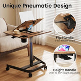 JOY worker Mobile Standing Desk, Height Adjustable Table, 60° Tiltable Rolling Laptop Desk, Portable Sit Stand Desk with Wheels Cup Holder for Bed Couch Hospital, Holds Up to 22lbs, Rustic JOY worker