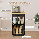 Shintenchi Kitchen Island Cart with Storage,Rolling Kitchen Island Side Table on Wheels with Worktop,Single Door Storage Cabinet and Drawer for Kitchen,Dinning Room, Black Shintenchi