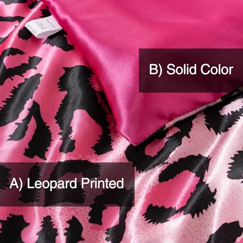 A Nice Night Leopard Printed，Satin Silky Soft Quilt Sexy Luxury Super Soft Microfiber Comforter Quilt Bedding Comforter Set Full/Queen, Light Weighted (Pink, King(88-by-102-inches)) A Nice Night