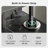 SUPERJARE 47 inch Reversible L Shaped Desk with LED Lights & Power Outlets, Computer Desk with Shelves & Monitor Stand, Gaming Desk with Drawer, Home Office Desk Corner Desk, Black SUPERJARE