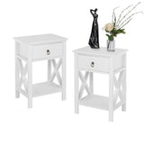 Bonnlo Nightstands Set of 2, Night Stand Set of 2 with Drawer, Small White Farmhouse Nightstand Bedroom, End Table/Bed Side/White Side Table for Small Spaces, Kids Room, Living Room Bonnlo