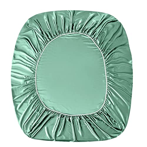 Manyshofu Satin Queen Sheets 4 Piece Set - Luxury Cooling Bedding Set, Sage Green - Fitted Sheet, Flat Sheet, 2 Pillow Cases Manyshofu
