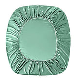 Manyshofu Satin Queen Sheets 4 Piece Set - Luxury Cooling Bedding Set, Sage Green - Fitted Sheet, Flat Sheet, 2 Pillow Cases Manyshofu