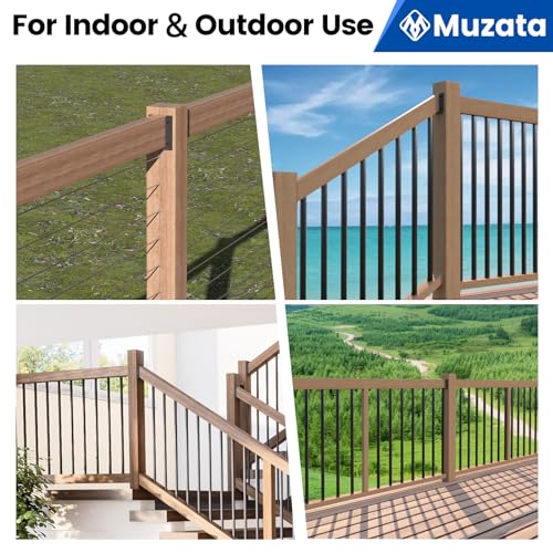 Muzata 20Pcs Deck Railing Brackets Connectors Rail Support Kit for 2x4(1.5"×3.5") Railing with 124pcs Screws Wooden Fence Handrail Wood Railing System Cable Railing Baluster Railing, WT11 Muzata