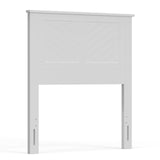 Serene Poplar Wood Twin Headboard, Modern Farmhouse Panel with Chevron Scoring, Twin Size Headboard in White, Casual Coastal Style, Easy Assembly, Quality Materials ComfIQ