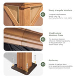 Aoxun 10' x 12' Hardtop Gazebo, Wooden Finish Coated Aluminum Frame Canopy, Galvanized Steel Double Top, Outdoor Permanent Metal Pavilion with Curtains and Netting, for Backyard, Patio and Deck Aoxun