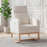 Garvee Teddy Fleece Nursery Rocking Chair,Upholstered Glider with 26" High Backrest, Padded Seat,Modern 300 Lbs Weight Capacity Accent Recliner for Living Room, Bedroom, Reading