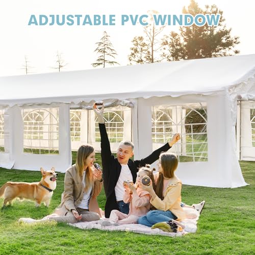 EROMMY 20x40ft Party Tent, Outdoor Wedding Tent, Heavy Duty Large Canopy Carport with Removable Sidewalls, 2 Roll-up Doors, 4 Storage Bags, Gazebo Shelter Tent for Party Event Commercials, White EROMMY