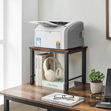 Gewudraw Printer Stand-Desktop Shelf Storage Organizer for Printers,Small End Table, Book Shelf and Wooden Desk Shelf for Home Office Gewudraw