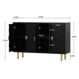 HLR 48" Accent Cabinet with 4 Doors and Shelves, Modern Sideboard Buffet Cabinet with Decorative Embossed Pattern Doors, Credenza Storage Cabinet for Living Room, Kitchen, Dining Room, Hallway HLR