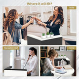 Giantex Reception Desk, Front Counter Desk with Lockable Drawer, Checkout Table with Round Tabletop, Corner Shelf & Adjustable Shelf for Office Beauty Salon Retail Store (Black & White)