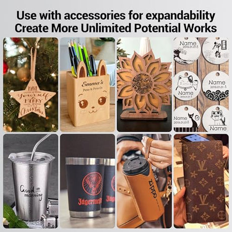 WIZMAKER 3.5W Laser Engraver, DIY Laser Engraver, Spot Size 0.04mm, Engraving Speed 12000 mm/min, Supports WiFi/Hotspot/USB, Suitable for Wood, Leather, Acrylic, and Glass Materials WIZMAKER