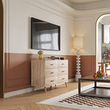 Bigbiglife Wood Dresser for Bedroom, 6 Drawer Dresser with Metal Handles, Mid Century Modern Dresser Double Chest of Drawer (Light Oak) Bigbiglife