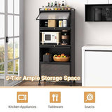 Giantex 5-Tier Freestanding Kitchen Storage Cabinet with Mobile Design and Flip-Up Doors, Black Giantex
