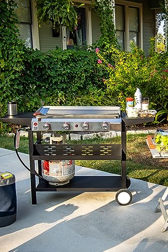Gas One Flat Top Grill with 4 Burners – Premium Propane Grill with Outdoor Grill Cart – Stainless Steel Auto Ignition Camping Grill Outdoor Griddle – Easy Cleaning Grills Outdoor Cooking Propane Gas One