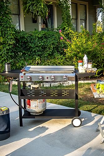 Gas One Flat Top Grill with 4 Burners – Premium Propane Grill with Outdoor Grill Cart – Stainless Steel Auto Ignition Camping Grill Outdoor Griddle – Easy Cleaning Grills Outdoor Cooking Propane