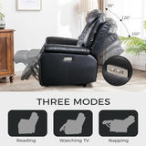 HAOMARKETS Electric Recliner Chair, Soft PU Leather Power Recliners with Padded Backrest, Single Overstuffed Heavy Duty Reclining Sofa for Living Room Bedroom, Black