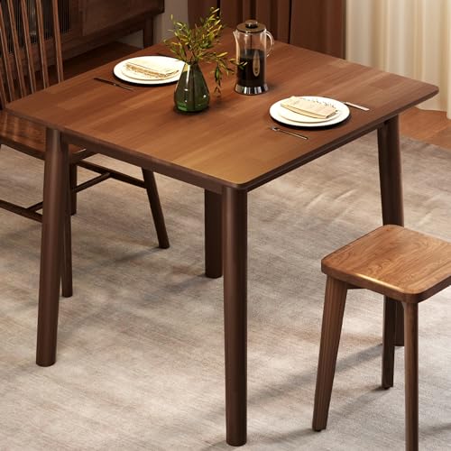 Recximi 28" Small Wooden Dining Table for 2 to 4, Minimalist Solid Square Desk with Round Corner for Living Room, Mid Century Modern Farmhouse Table for Kitchen - WoodArtSupply