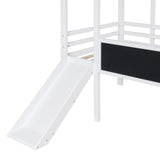 Bellemave Twin Loft Bed with Slide and Ladder, Kids Loft Bed with Decorative Chalkboard and LED Light, Low House Loft Bed for Kids, Girls, Boys(Twin White) Bellemave