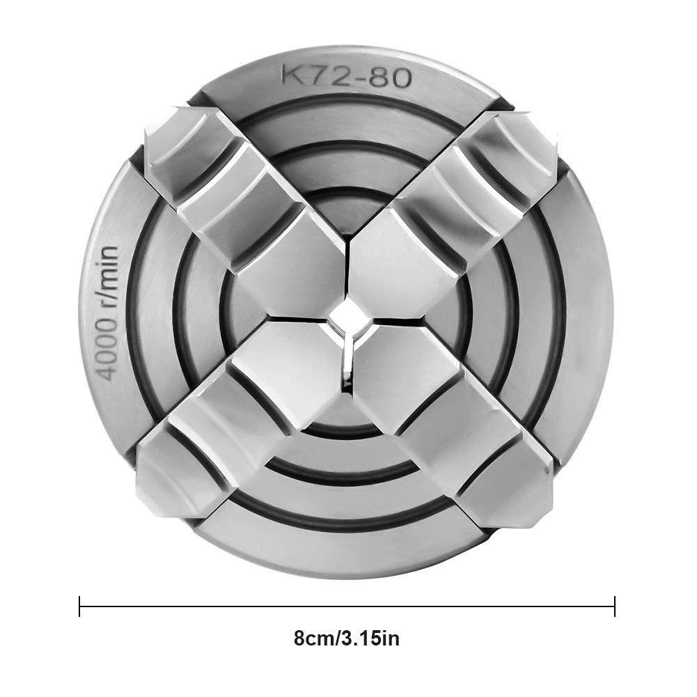 4-Jaw Metal Lathe Chuck, 4 Jaw Lathe Chuck Turning Machine Independent & Reversible Jaw 3 inch 4-Jaw Chuck Yanmis