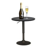 SOLIDEE 24-Inch Round Bar Table Adjustable Height and Wood Cocktail Pub Table MDF Top 360° Swivel Furniture, Black SOLIDEE
