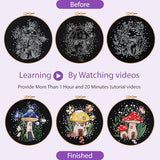 Uniartfy 3 Sets Embroidery Kit for Adults Beginners, Needlepoint Kits Cross Stitch, Hand Embroidery Starter Kit with Mushroom Stamped Patterns, Hoop, Tools, Colorful Threads with Needles, Instructions