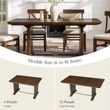 6-Piece Solid Wood Extendable Dining Table Set for 4-10 People with 4 Chairs & 1 Bench, Extension from 54 to 72 Inches for Small Spaces, Dining Room, Kitchen, Living Room, Easy Assembly, Walnut TerraSafe
