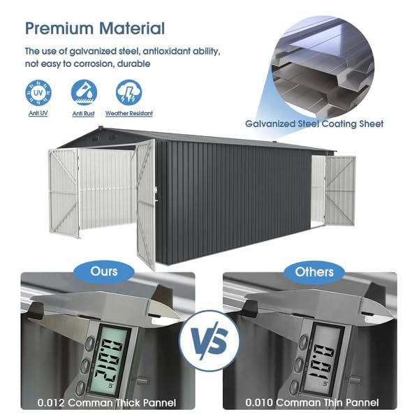 Jaxenor Outdoor Storage Shed 20x13 FT, Sheds & Outdoor Storage Clearance - Metal Garage Shed for Car, Truck, Bike, Lawnmower - Backyard Tool House Building with 2 Doors and 4 Vents Jaxenor