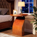 Tribesigns Round Side Table, Wood End Table with a Sturdy Base, Industrial Bedside Table Nightstand for Bedroom, Small Side Table Accent Table for Living Room, Easy Assembly, Brown Tribesigns