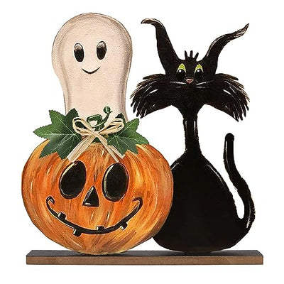 Halloween Decorations Indoor Halloween Wooden Signs Halloween Decor Pumpkin Ghost Decor Table Signs Halloween Tiered Tray Decor Rustic Farmhouse Home Living Room Decor