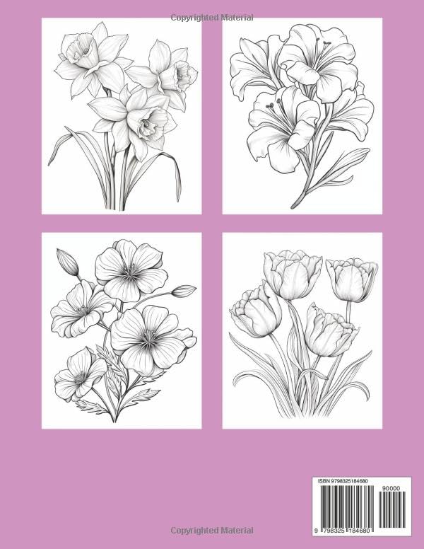 Bloom Adult Coloring Book: Flowers Designs for Mindfulness, Anxiety Relief and Relaxation WoodArtSupply