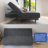 MAXIJIN Velvet Futon Cover Full Size Stretch Futon Mattress Cover Thick Soft Armless Sofa Bed Slipcover Plush Couch Furniture Protector with Elastic Bottom, Machine Washable (Gray) MAXIJIN