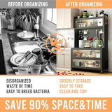 SunSettler 63.98" Tall Metal Kitchen Pantry Storage Cabinet, Large Capacity Hutch Cabinet with Acrylic Doors and Microwave Stand, Bakers Racks with Storage for Kitchens, Pantry (Grey, 80cm) SunSettler