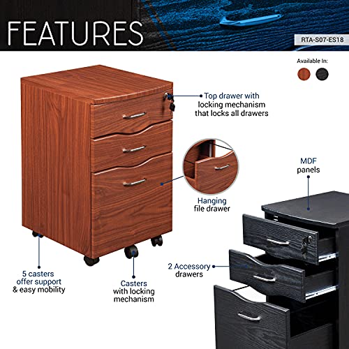 Techni Mobili Rolling Storage and File Cabinet, Espresso Techni Mobili