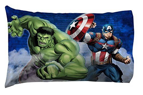 Jay Franco Kids Sheet Cartoon Set with Fitted, Flat Sheets & Pillow Cover - Ultra-Soft Bedding with Pillowcase for Room Decor, Blue - Avengers, 3 Piece Twin Jay Franco